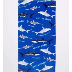 Buy 🧨 Australian Marine Conservation Society Save Our Sharks Kids Beach Towel In Blue ⌛