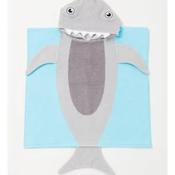 New 🥰 Australian Marine Conservation Society 🔨 Hammerhead Shark Kids Poncho 60x120cm In Blue/Grey 🎉