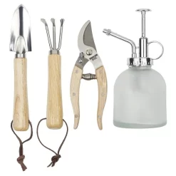 Promo 🛒 Green Scene Stainless Steel Indoor Garden Set 4 Piece 29x9.4x22cm In Natural/Silver 😍