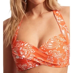 Cheap β€οΈ Seafolly Folklore Twist Soft Cup Halter Bra In Mandarine π