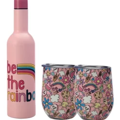 Coupon 🤩 Maxwell & Williams Kasey Rainbow Be Kind Double Wall Insulated Wine Set 3pc Be The Rainbow Boxed 🌟