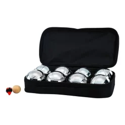 Outlet 🔥 Jenjo Deluxe 8 Metal Bowls Petanque Game Set In Silver 💯