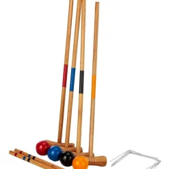 Deals 👏 Jenjo Kid's Wooden Outdoor Mini Croquet Set W/ 4 Mallets ✔️