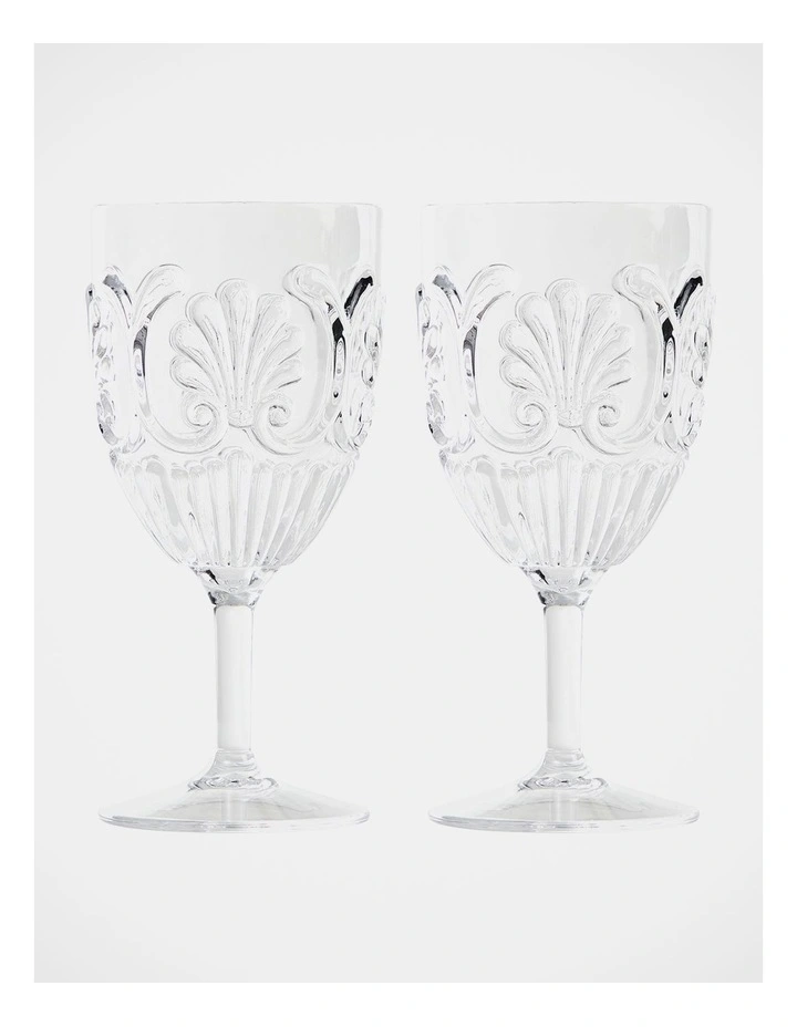 New π Heritage Medallion Wine Goblet 2 Pack In Clear π