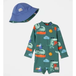 Discount 😉 Jack & Milly Ian Rash Vest Set With Hat In Green 👍