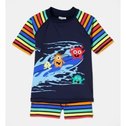 Promo 😀 Milkshake Recycled & Chlorine Resistant Short Sleeve Rashvest In Navy 🔥