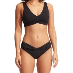 Promo 😉 Seafolly Collective Twist Band Hipster In Black 🔔