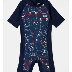 Cheap 💯 Milkshake Recycled & Chlorine Resistant Short Sleeve 🩱 Swimsuit In Navy 😍