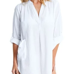Budget 🤩 Seafolly Beach Basics Boyfriend Beach 👕 Shirt White 💯