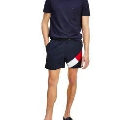 Promo ✨ Tommy Hilfiger Solid Flag Swimshort In Desert Sky ❤️