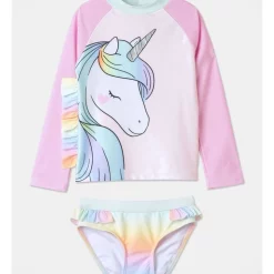 Cheap 👍 Milkshake Long Sleeve Two Piece Rashie 👙 Bikini Bottom In Light Pink 👍