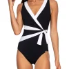 Cheap 😀 Jantzen Heritage Classics Sash Surplice 1 Piece 🩱 Swimsuit In Black 🔥