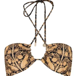 Outlet 🛒 Tigerlily Ophelia Kaia Bandeau 👙 Bikini Top In Reversible Black Peacock/Leopard 👏